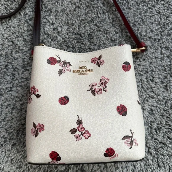 Coach Cream and Red Floral Crossbody Bag - Picture 2 of 4